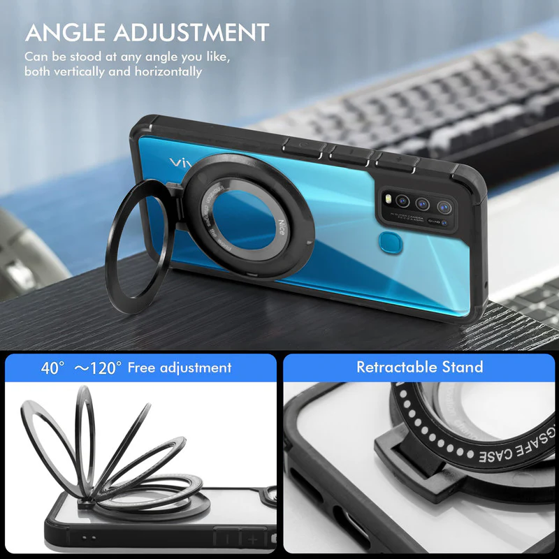 Silicone Grip Clear Case Ring Holder Kickstand For Vivo Y30 - Image 2