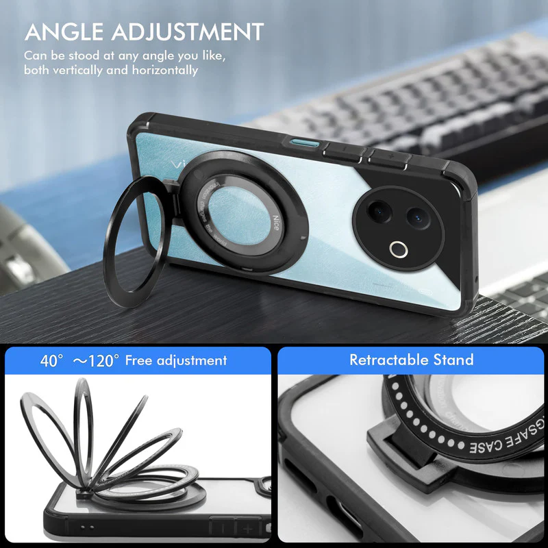 Silicone Grip Clear Case Ring Holder Kickstand For Vivo Y39 5G - Image 3