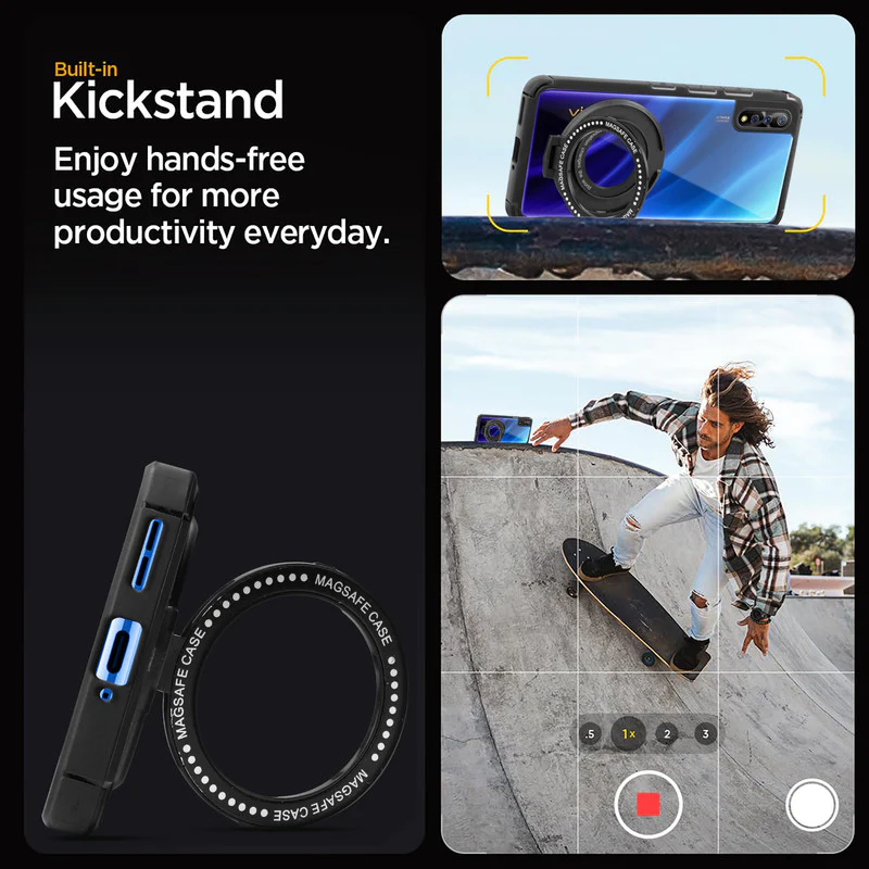Silicone Frame Transparent Hard Back With Holder Kickstand Case For Vivo Z1x - Image 4