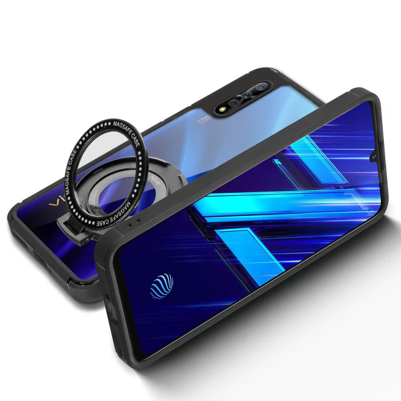 Silicone Frame Transparent Hard Back With Holder Kickstand Case For Vivo Z1x - Image 5
