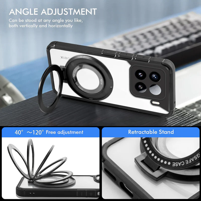 Silicone Grip Clear Case Ring Holder Kickstand For Xiaomi 15 5G - Image 3