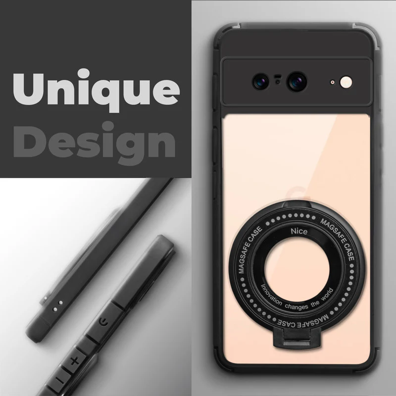 Silicone Grip Clear Case Ring Holder Kickstand For Google Pixel 8 - Image 4