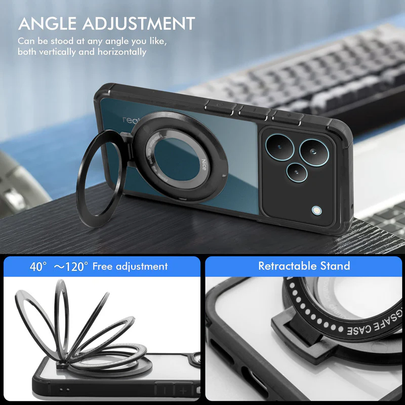 Silicone Grip Clear Case Ring Holder Kickstand For Realme P4 Pro 5G - Image 3