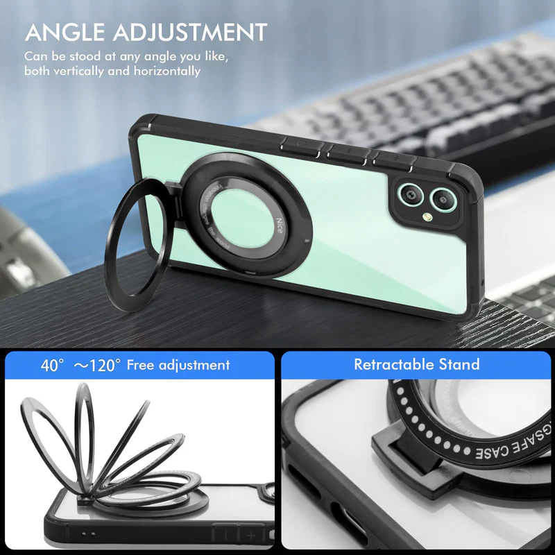 Silicone Grip Clear Case Ring Holder Kickstand For Samsung M05 5G - Image 3