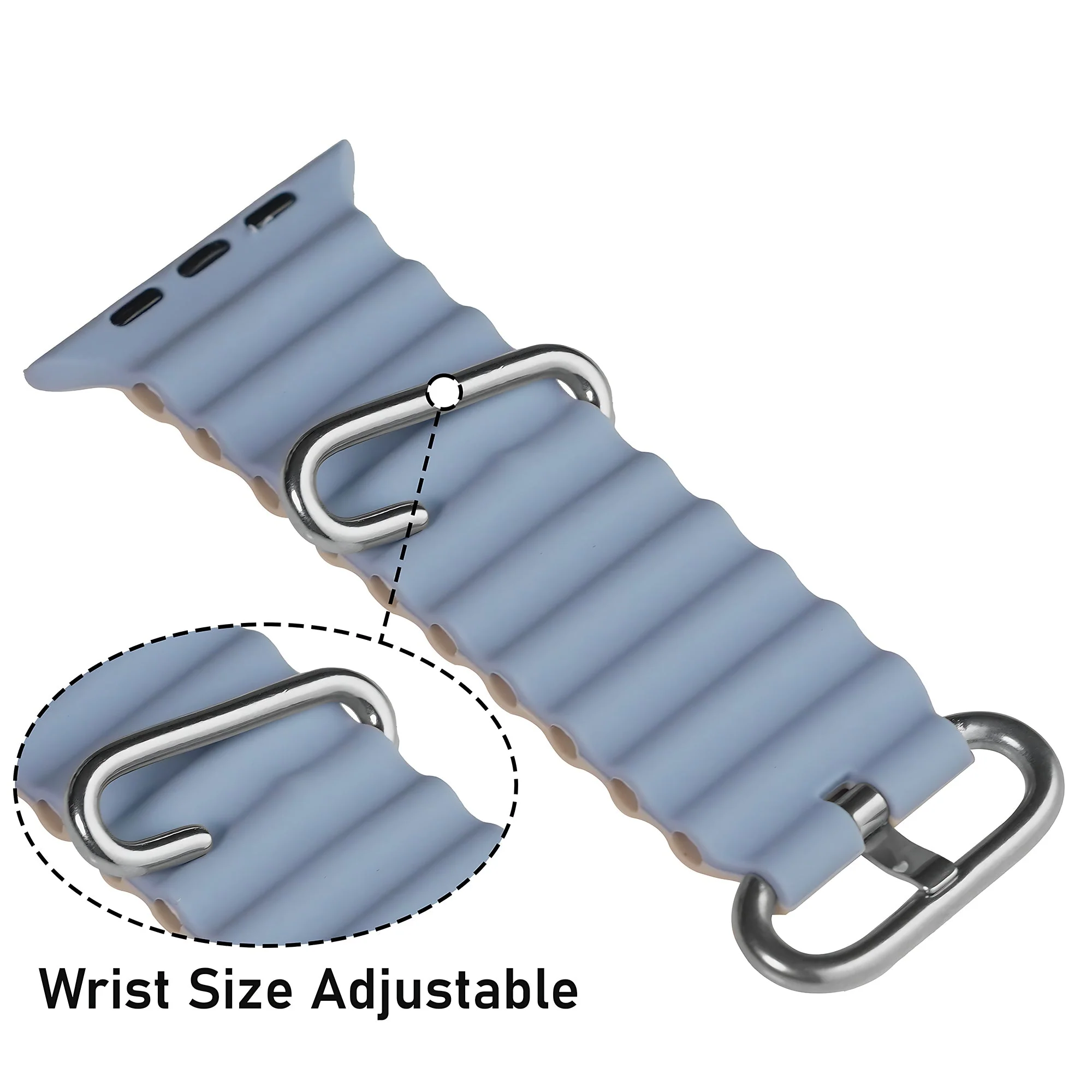 Silicone Ocean Loop Strap for - Apple Watch 40mm - Blue & Gray - Image 4
