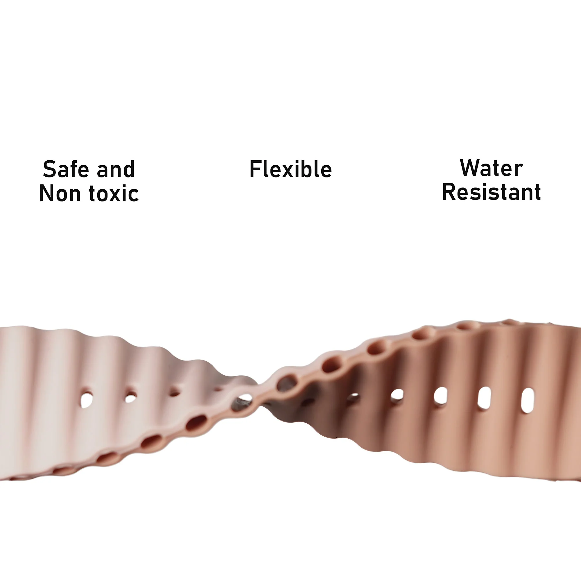 Silicone Ocean Loop Strap for - Apple Watch 40mm  - Peach - Image 3