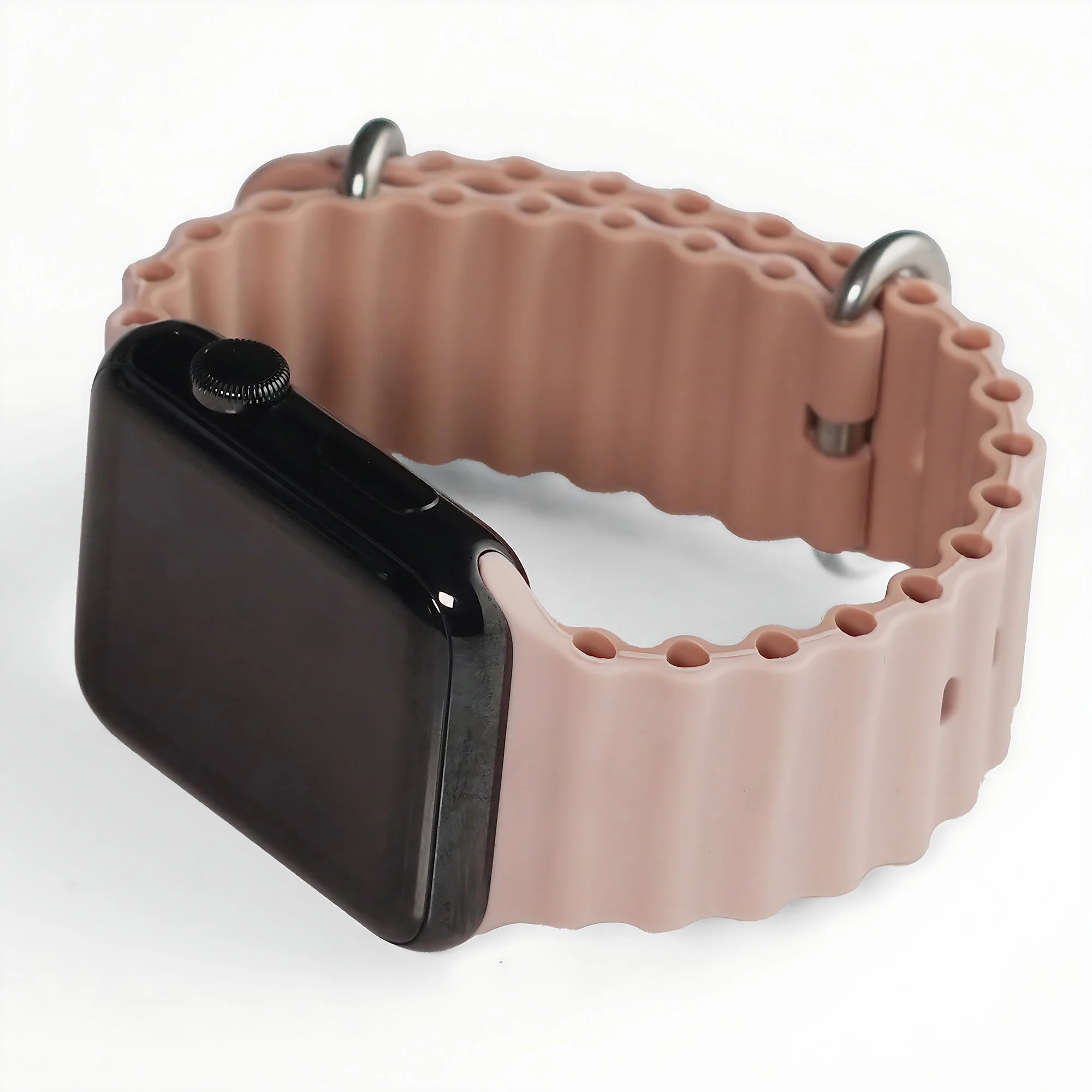 Silicone Ocean Loop Strap for - Apple Watch 40mm  - Peach - Image 5