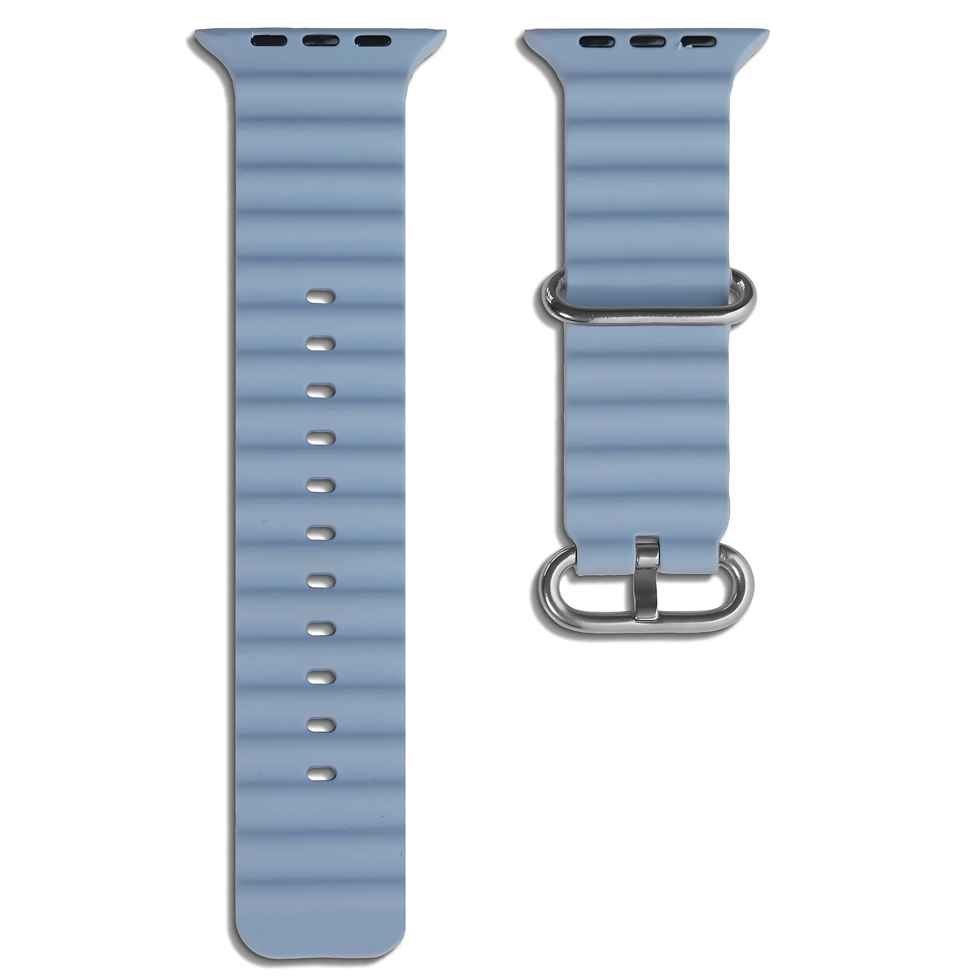 Silicone Ocean Loop Strap for - Apple Watch 38mm - Blue & Gray - Image 2