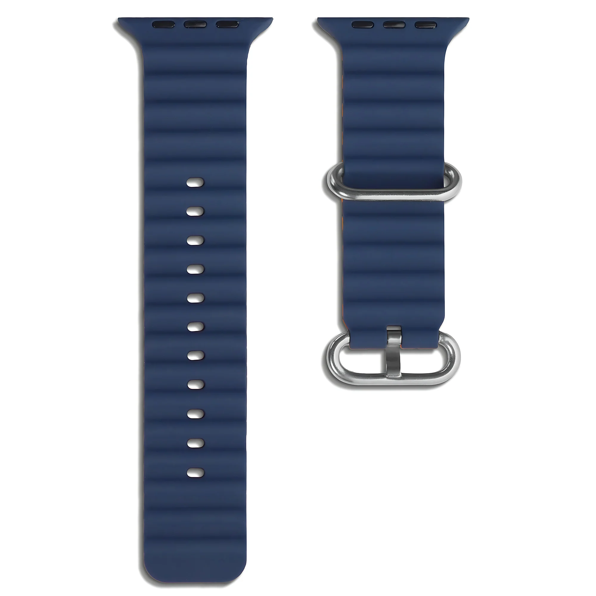 Silicone Ocean Loop Strap for - Apple Watch 40mm  - Blue & Orange - Image 2