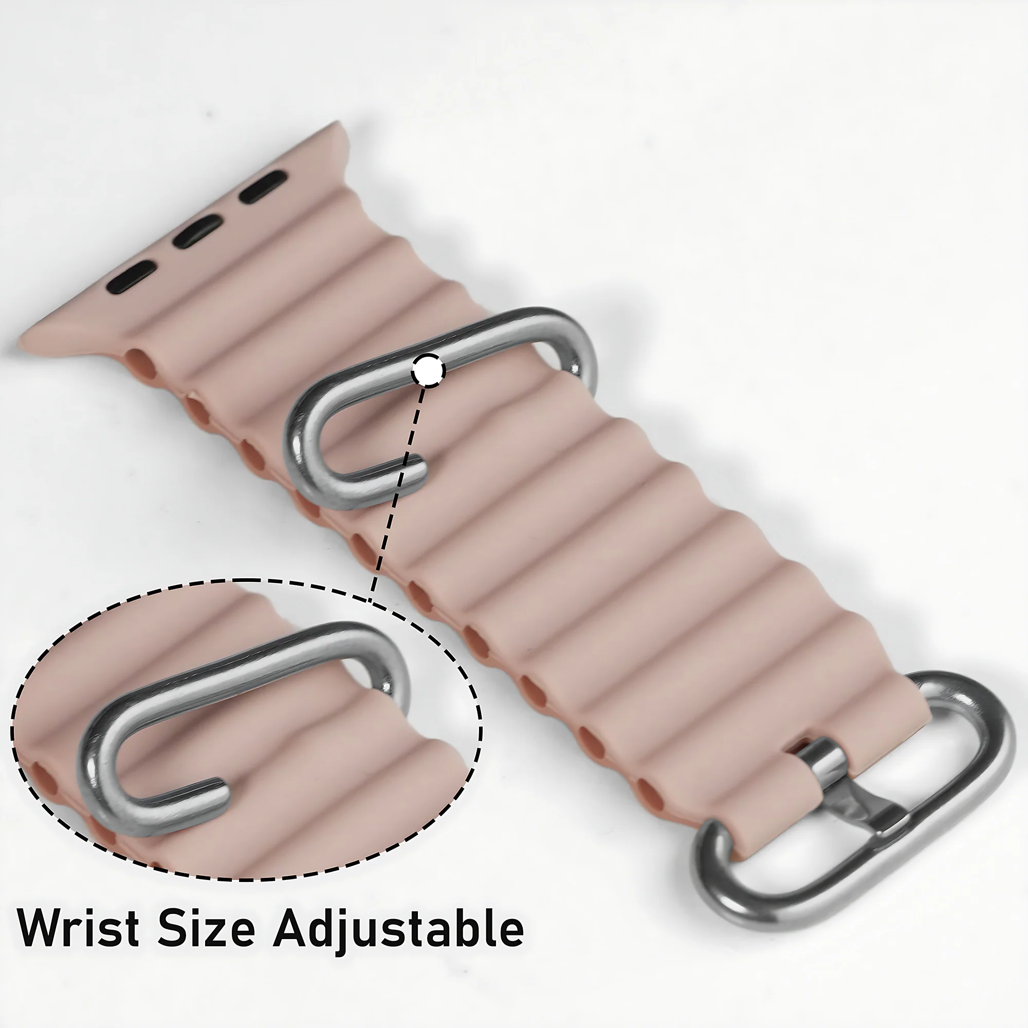 Silicone Ocean Loop Strap for - Apple Watch 38mm  - Peach - Image 4