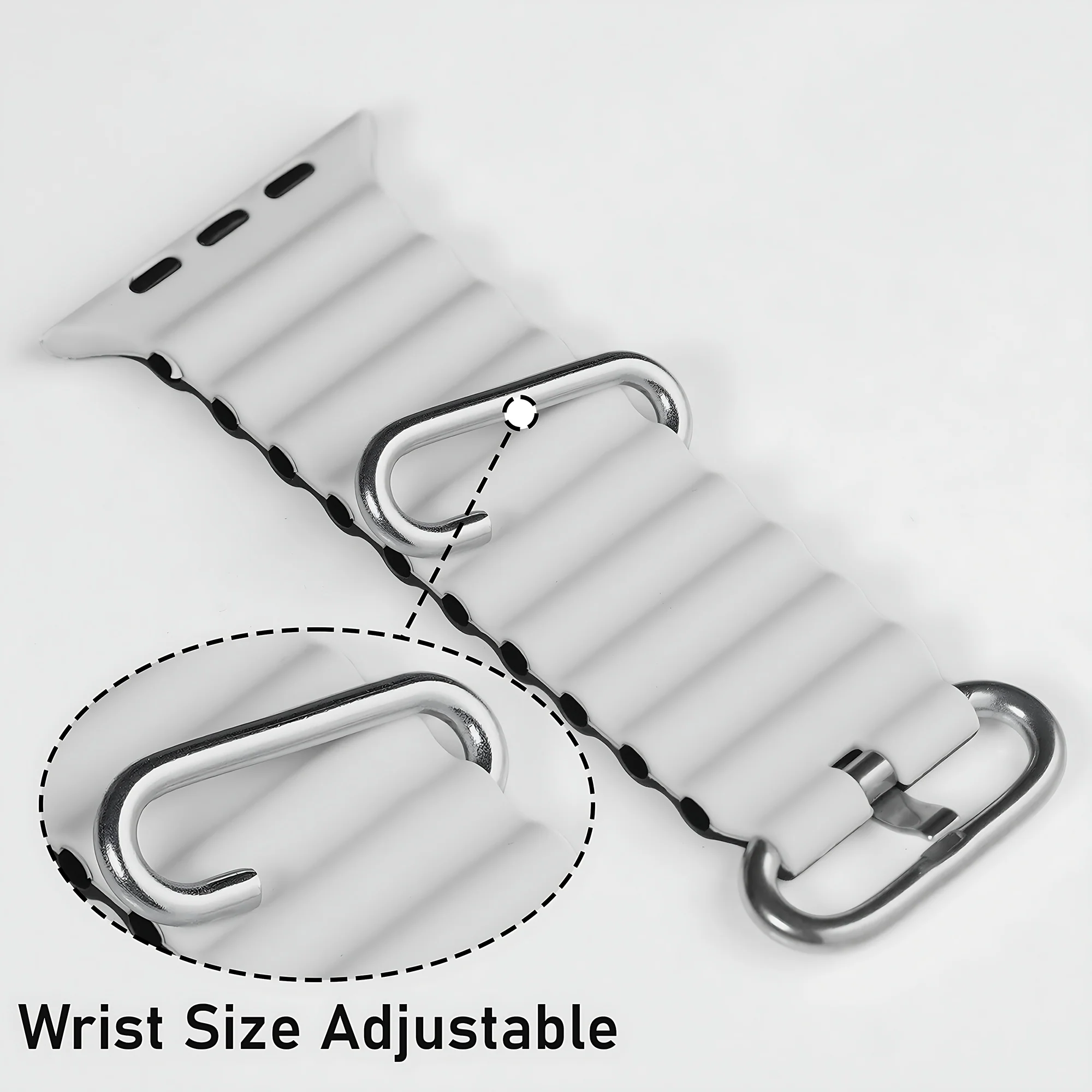 Silicone Ocean Loop Strap for - Apple Watch 38mm - White & Black - Image 4