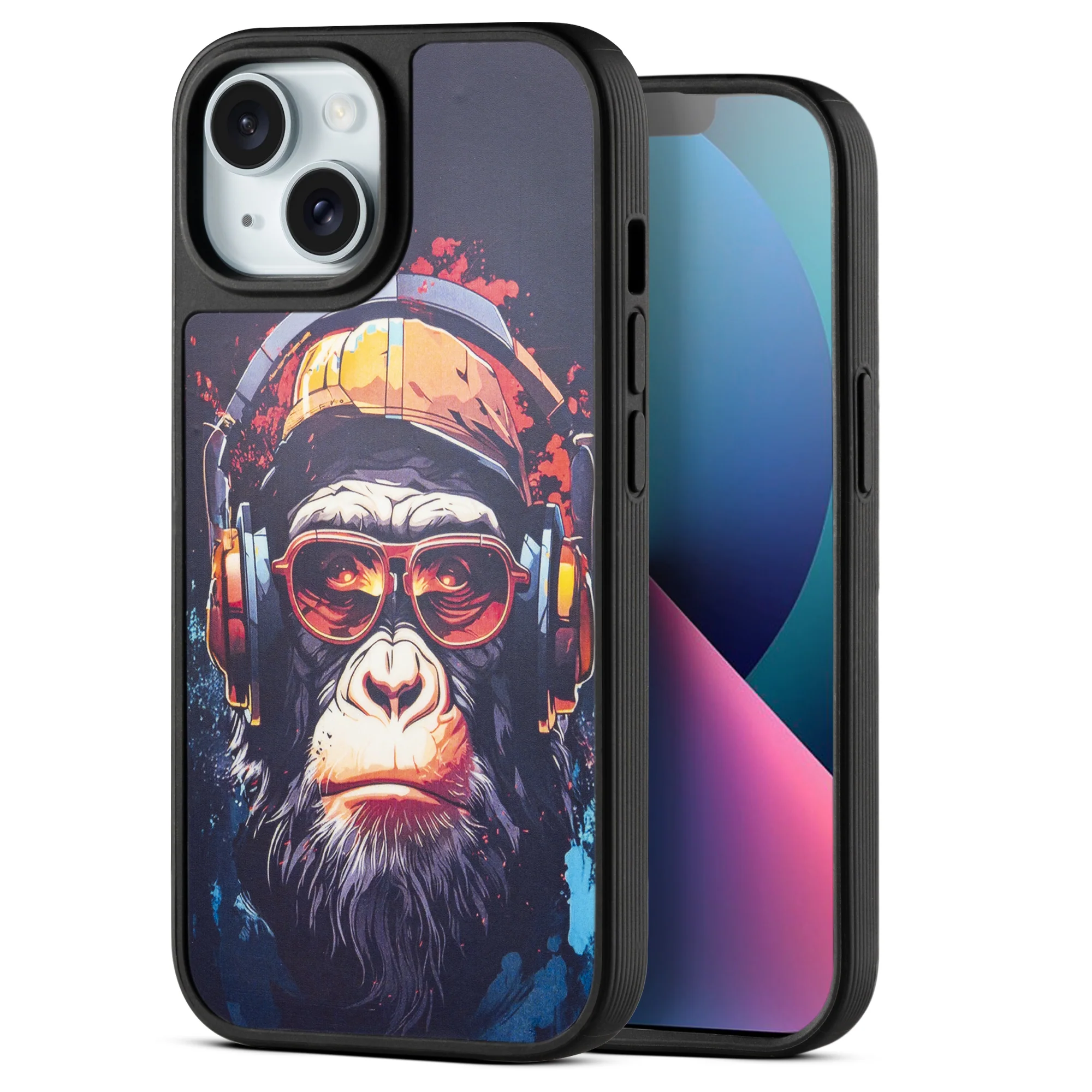 Silicone Textured Frame Printed Hard Back Case For Apple iPhone 13 With Raised Camera Bumper - Image 19