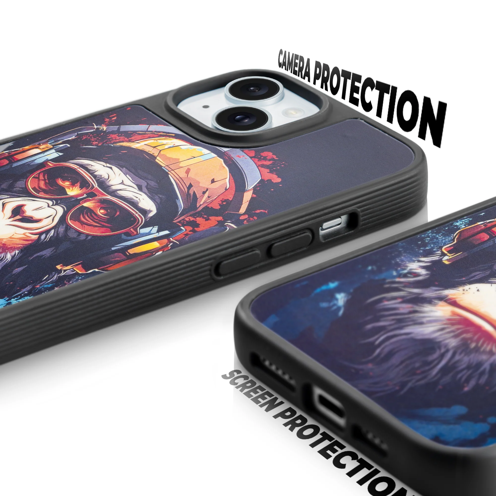 Silicone Textured Frame Printed Hard Back Case For Apple iPhone 13 With Raised Camera Bumper - Image 22