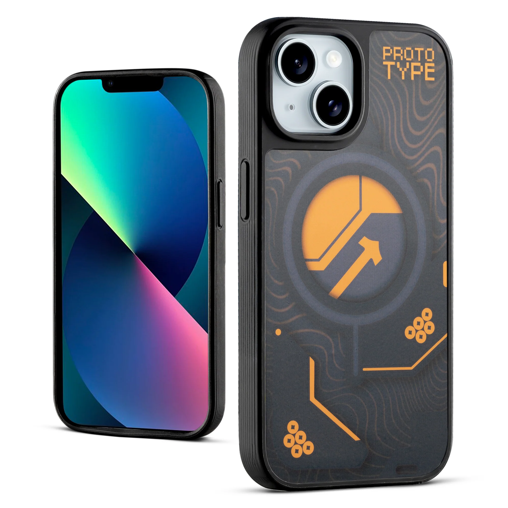 Silicone Textured Frame Printed Hard Back Case For Apple iPhone 13 With Raised Camera Bumper - Image 54