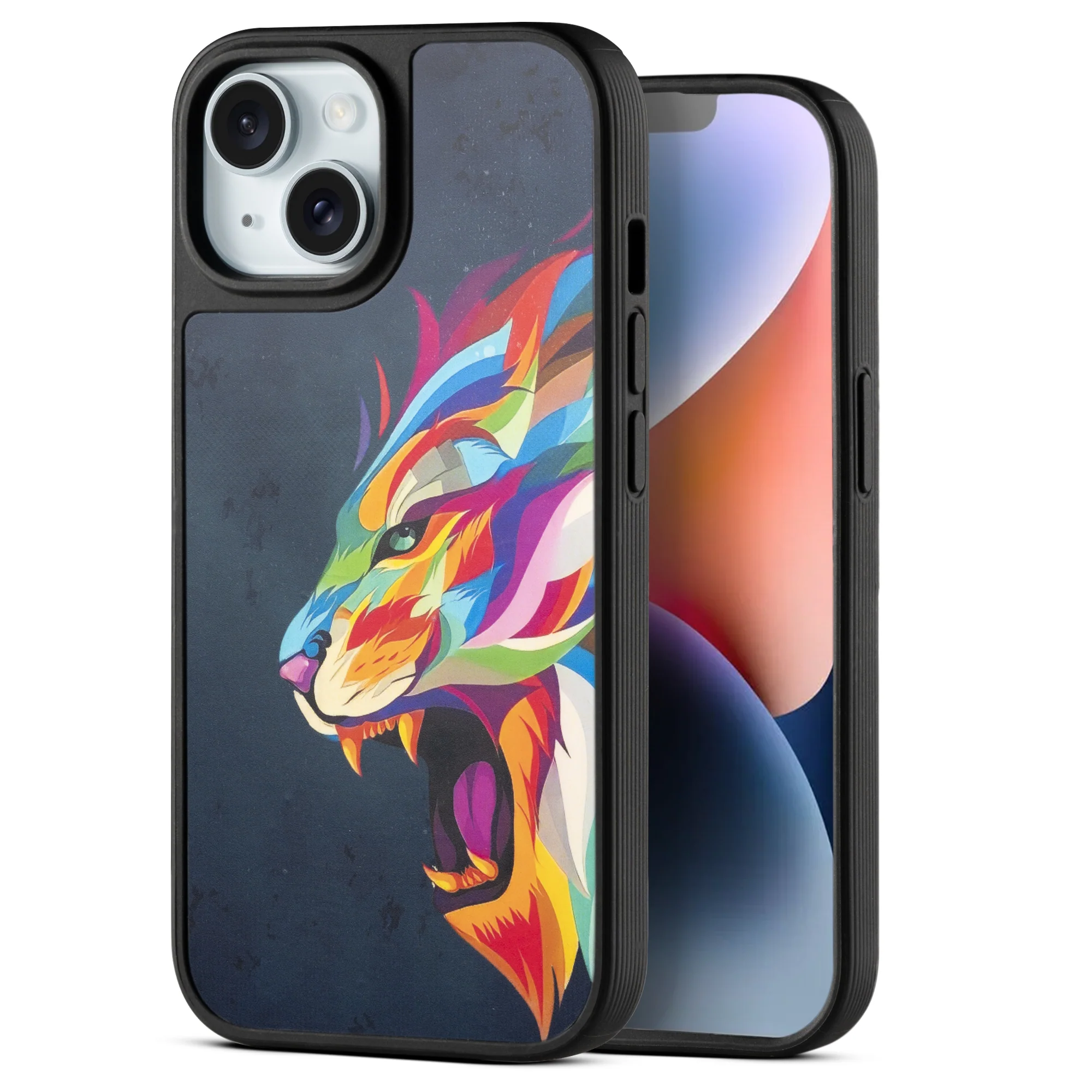 Silicone Textured Frame Printed Hard Back Case For Apple iPhone 14 With Raised Camera Bumper - Image 13