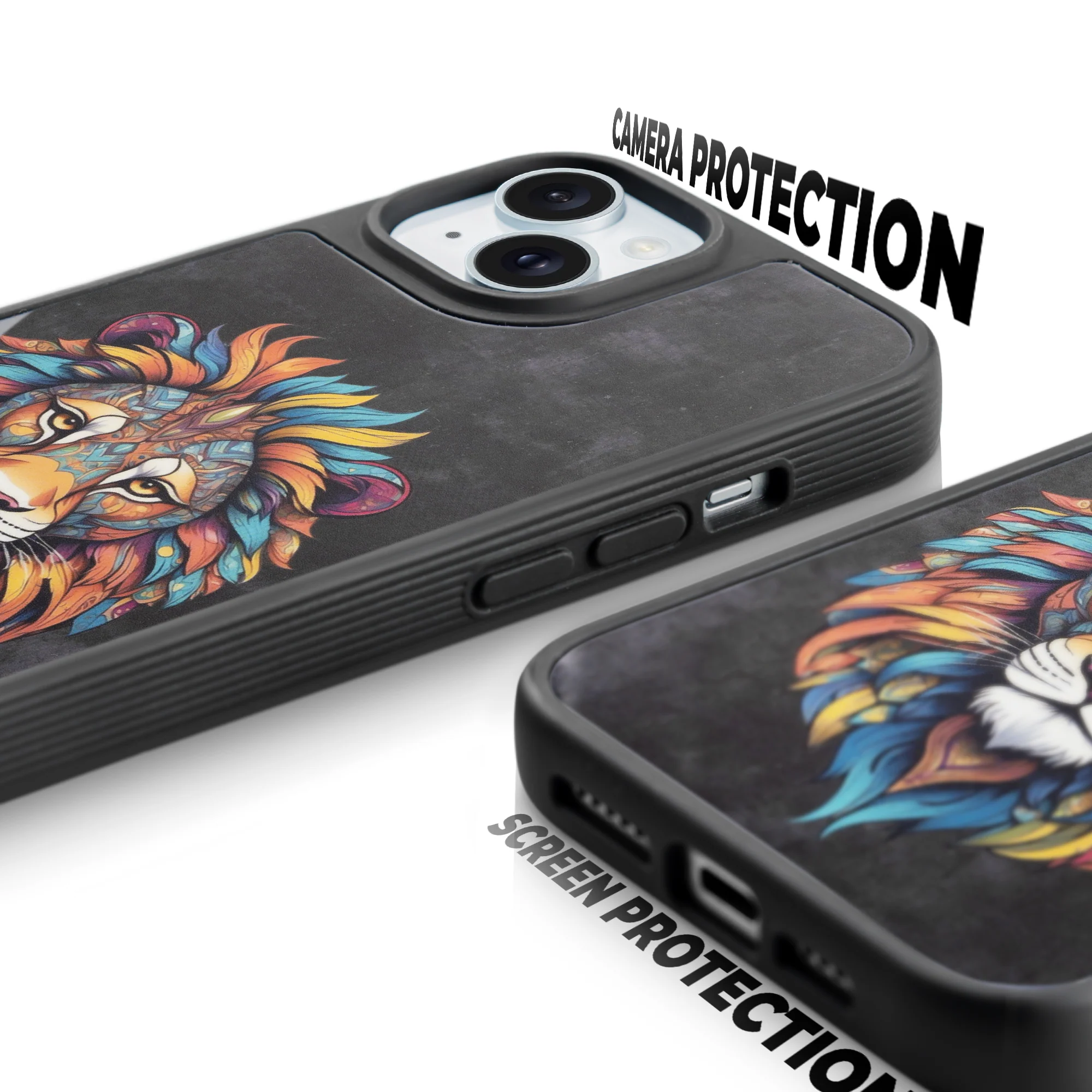 Silicone Textured Frame Printed Hard Back Case For Apple iPhone 14 With Raised Camera Bumper - Image 40
