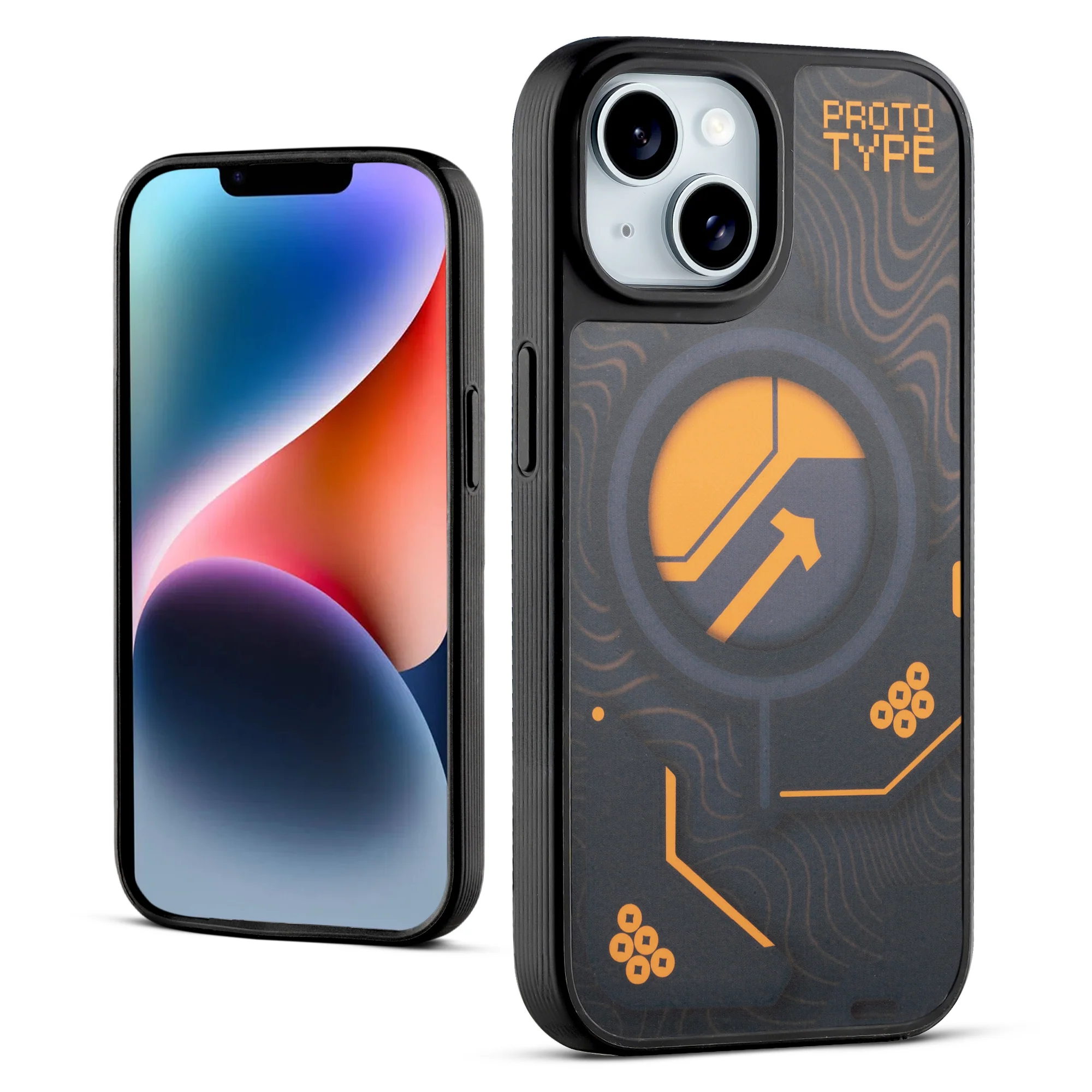 Silicone Textured Frame Printed Hard Back Case For Apple iPhone 14 With Raised Camera Bumper - Image 54