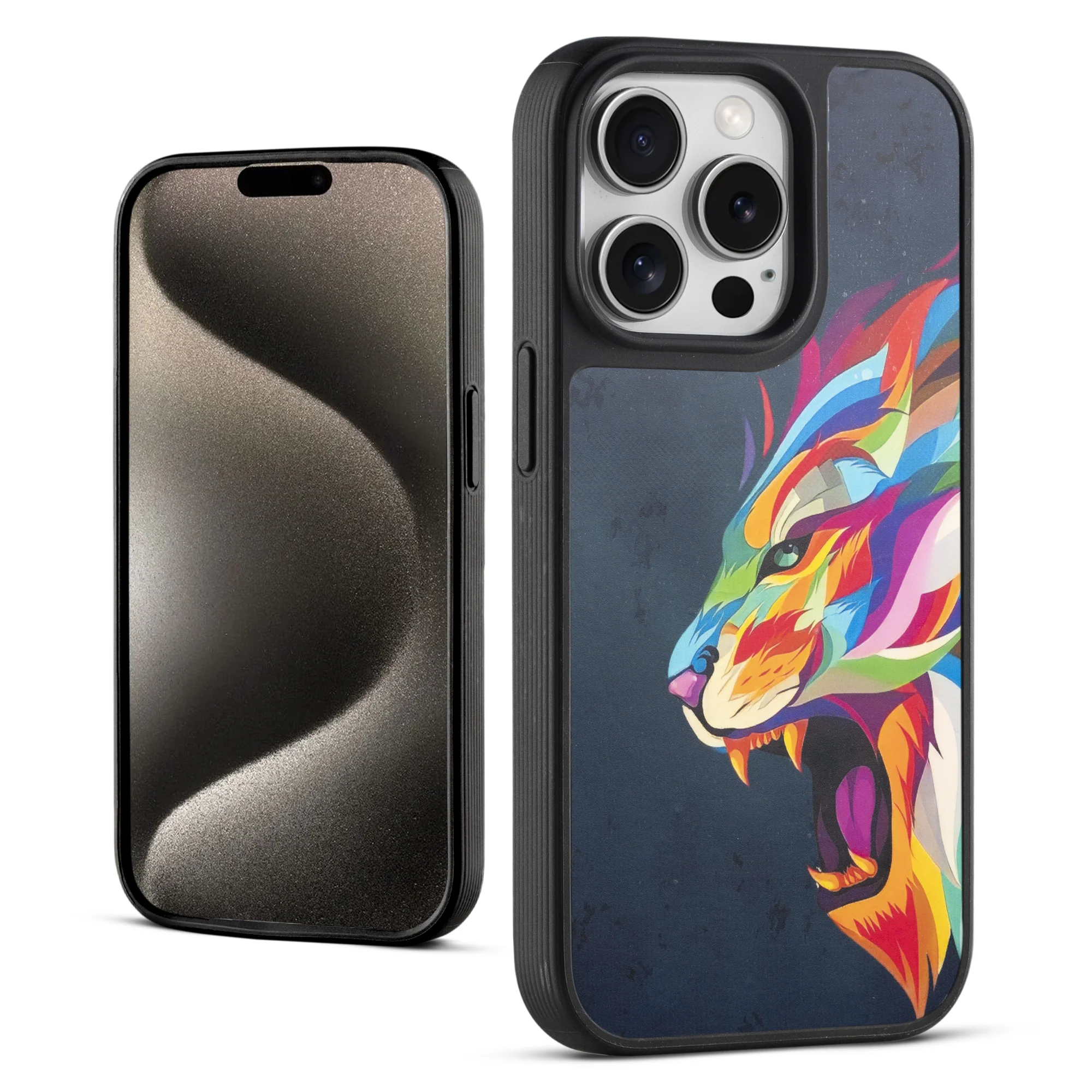 Silicone Textured Frame Printed Hard Back Case For Apple iPhone 15 Pro Max With Raised Camera Bumper - Image 24