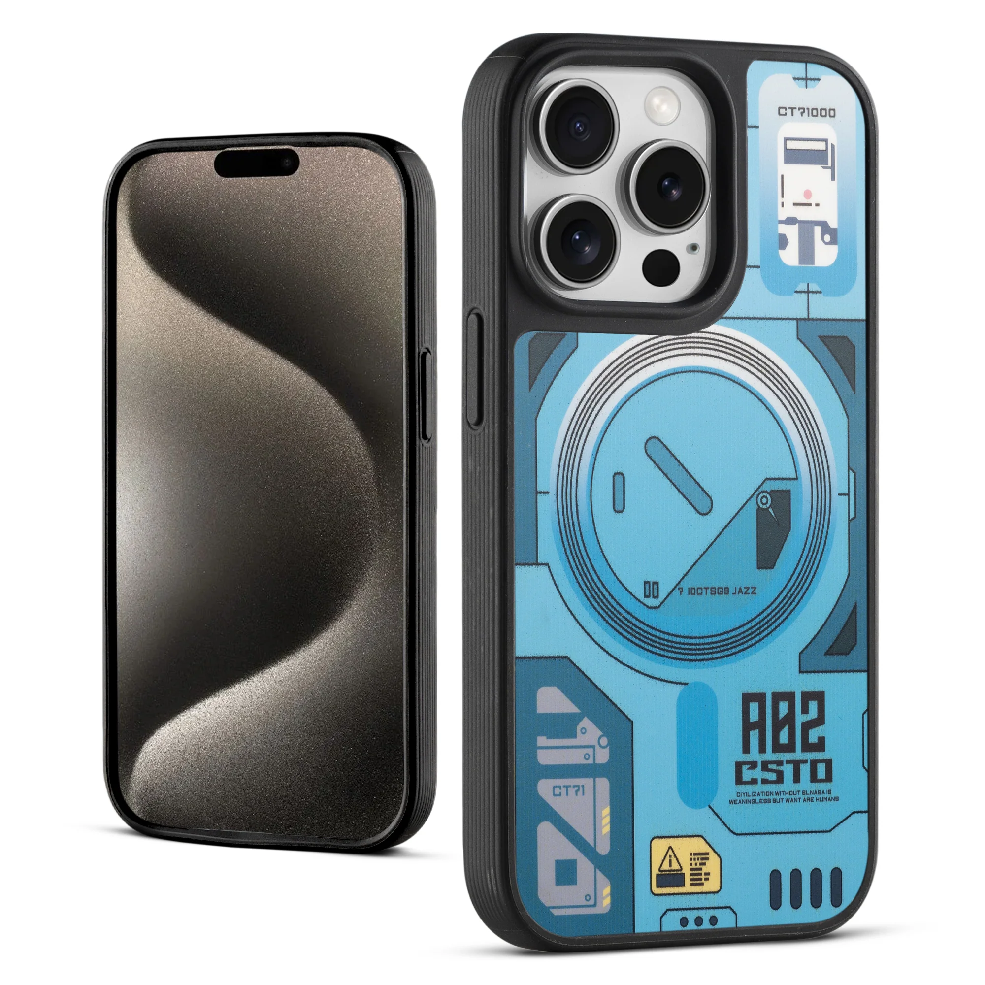 Silicone Textured Frame Printed Hard Back Case For Apple iPhone 15 Pro Max With Raised Camera Bumper - Image 54