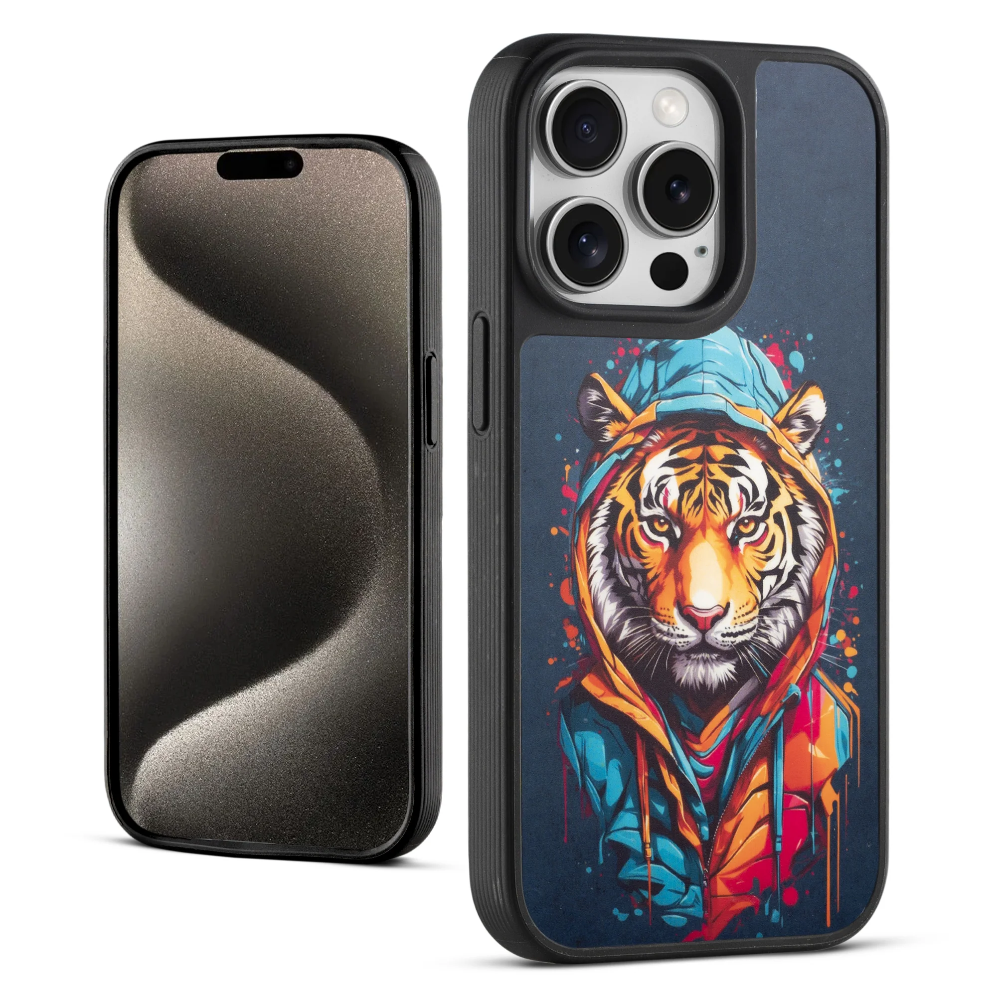 Silicone Textured Frame Printed Hard Back Case For Apple iPhone 15 Pro Max With Raised Camera Bumper - Image 72