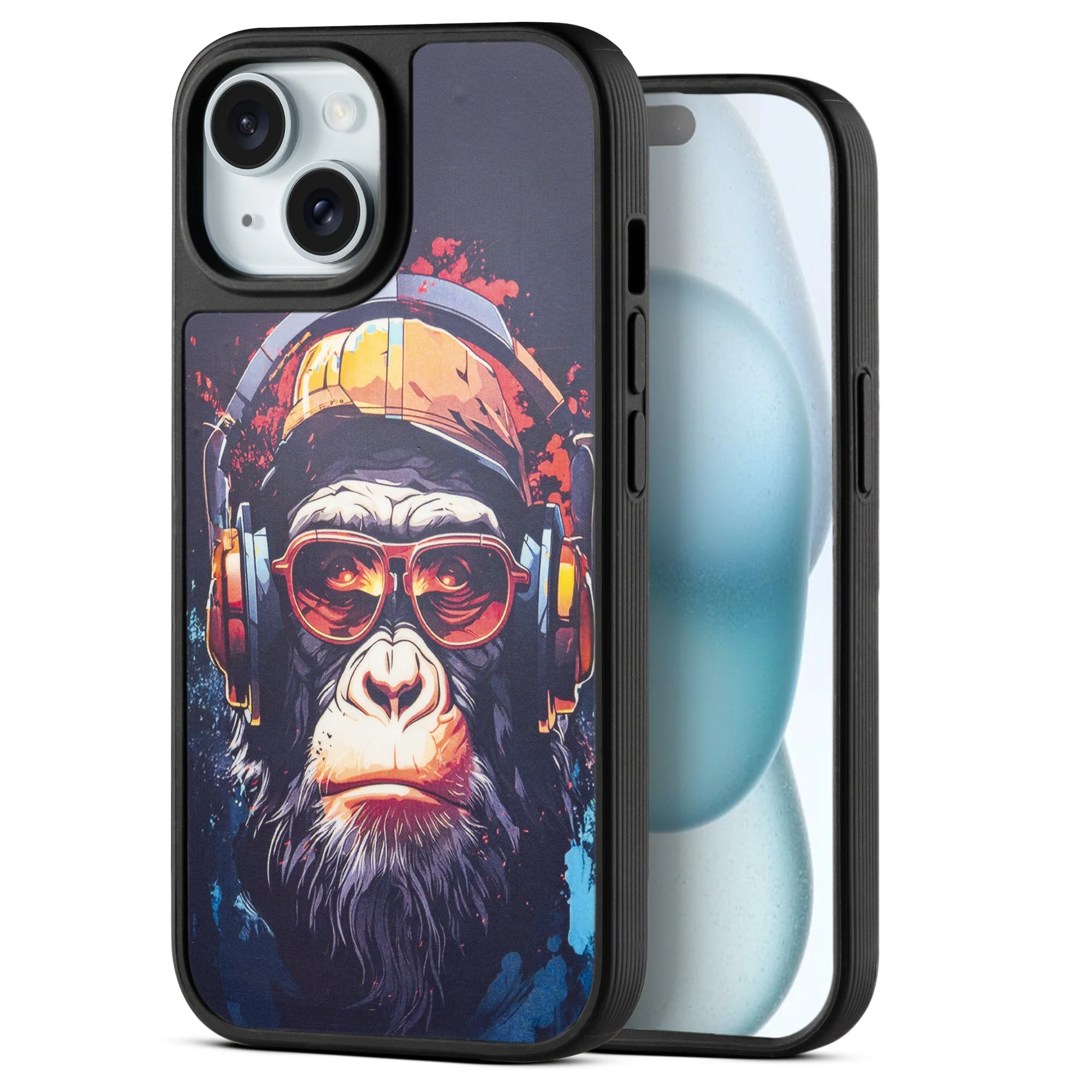 Silicone Textured Frame Printed Hard Back Case For Apple iPhone 15 With Raised Camera Bumper - Image 19