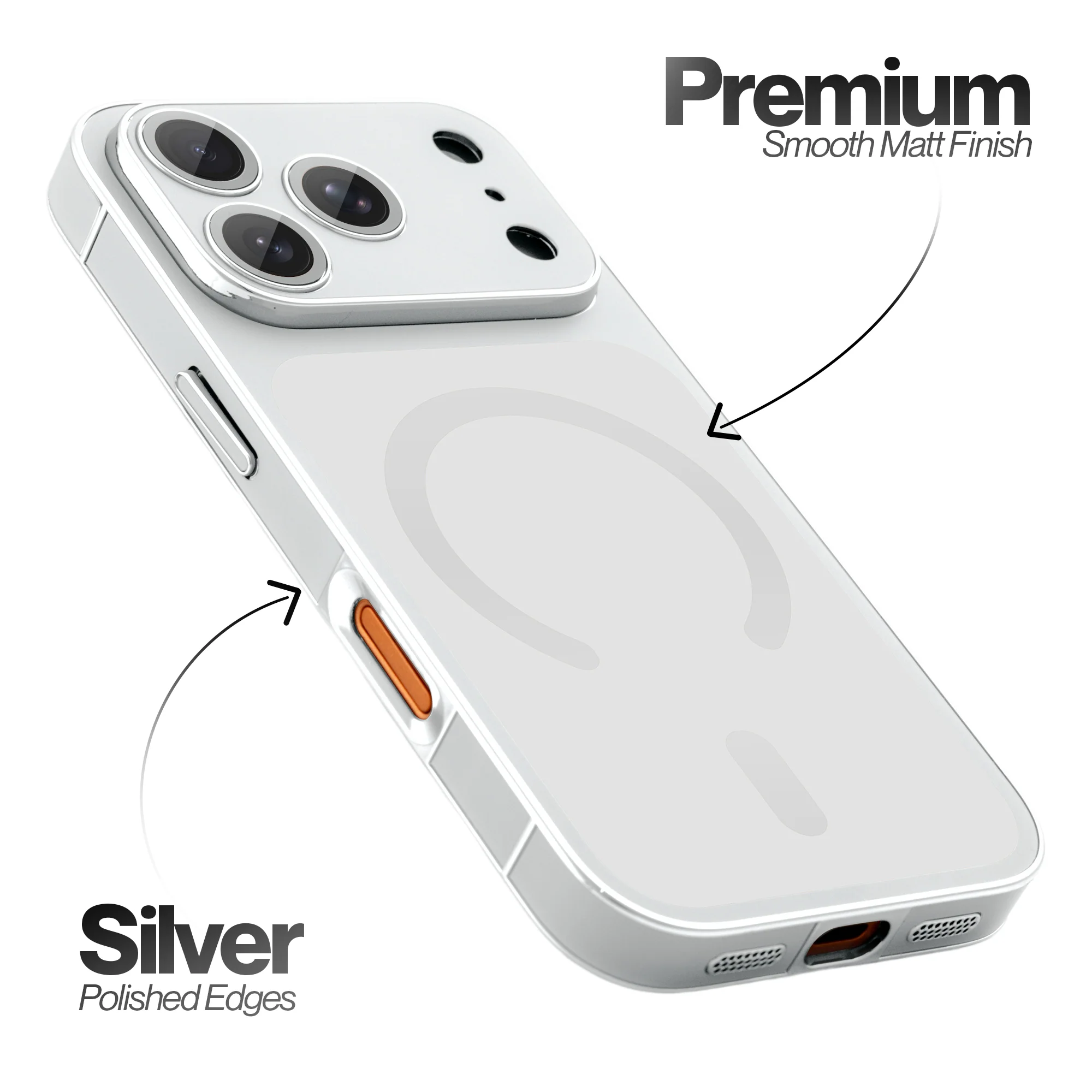 Matte Shine Silver Line Wireless Charging Support Back Cover Case For  Apple iPhone 17 Pro - Image 27