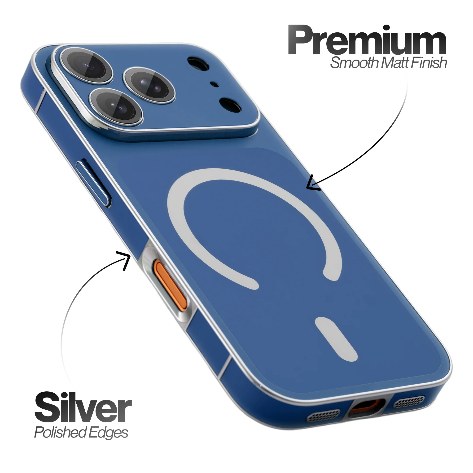 Matte Shine Silver Line Wireless Charging Support Back Cover Case For  Apple iPhone 17 Pro - Image 6