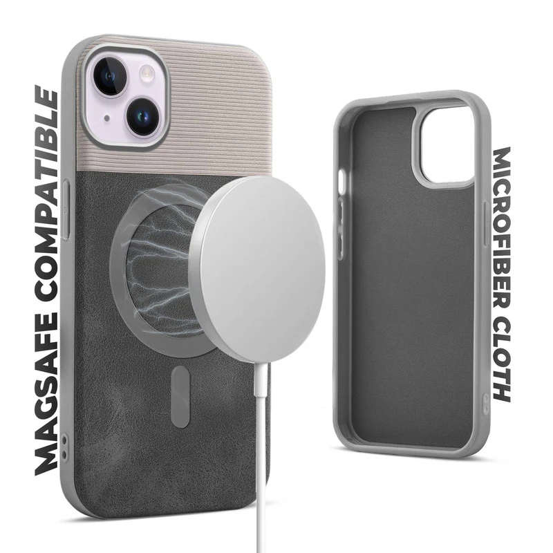 Smooth PU Leather Wireless Charging Support Back Cover for Apple iPhone 14 Plus - Image 15