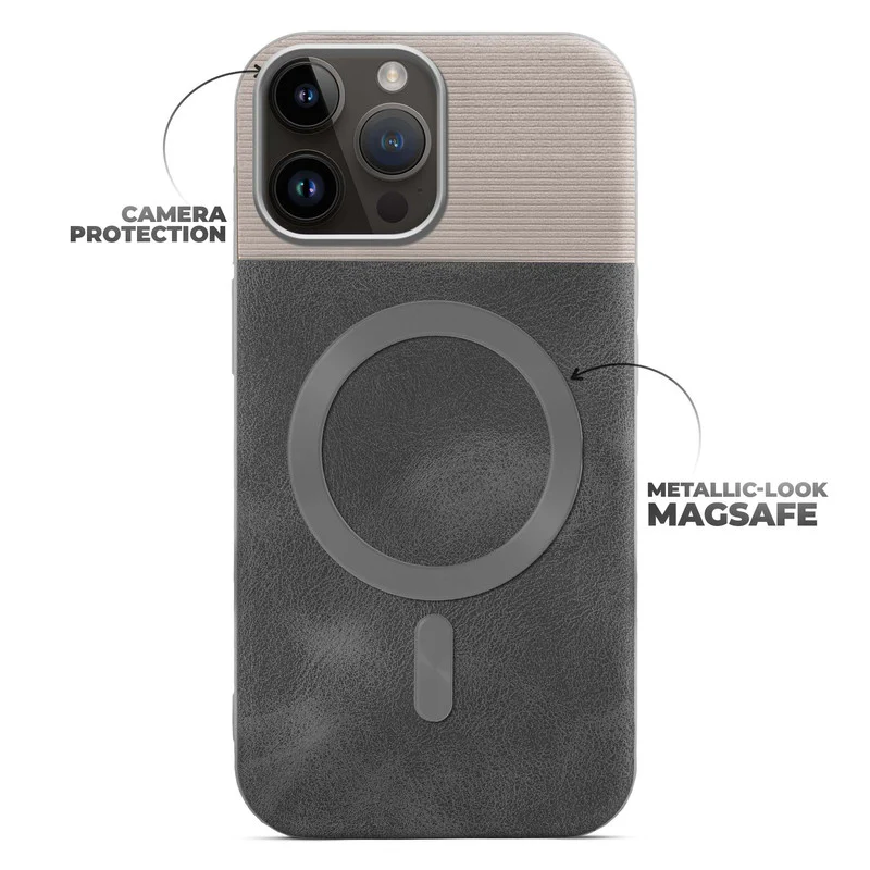 Smooth PU Leather Wireless Charging Support Back Cover for Apple iPhone 14 Pro Max - Image 16