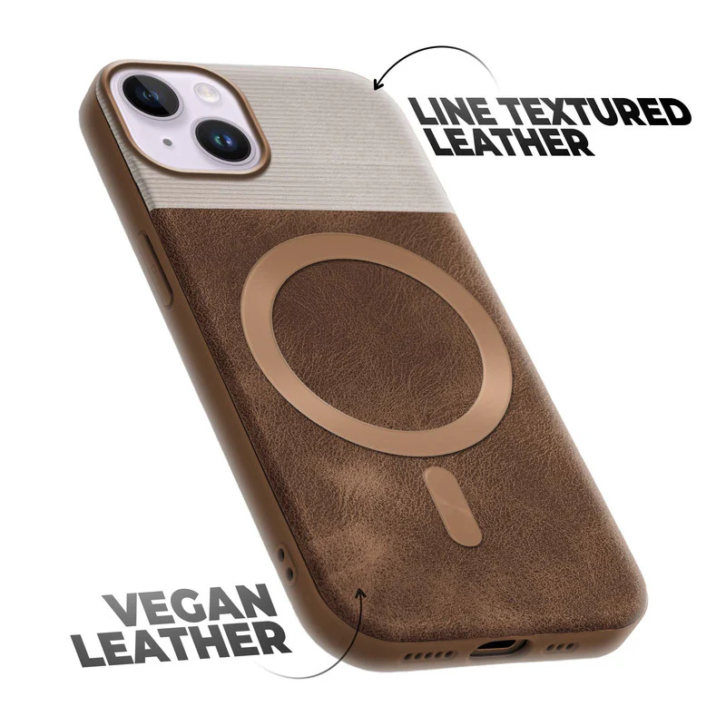 Smooth PU Leather Wireless Charging Support Back Cover for Apple iPhone 15 Plus - Image 12