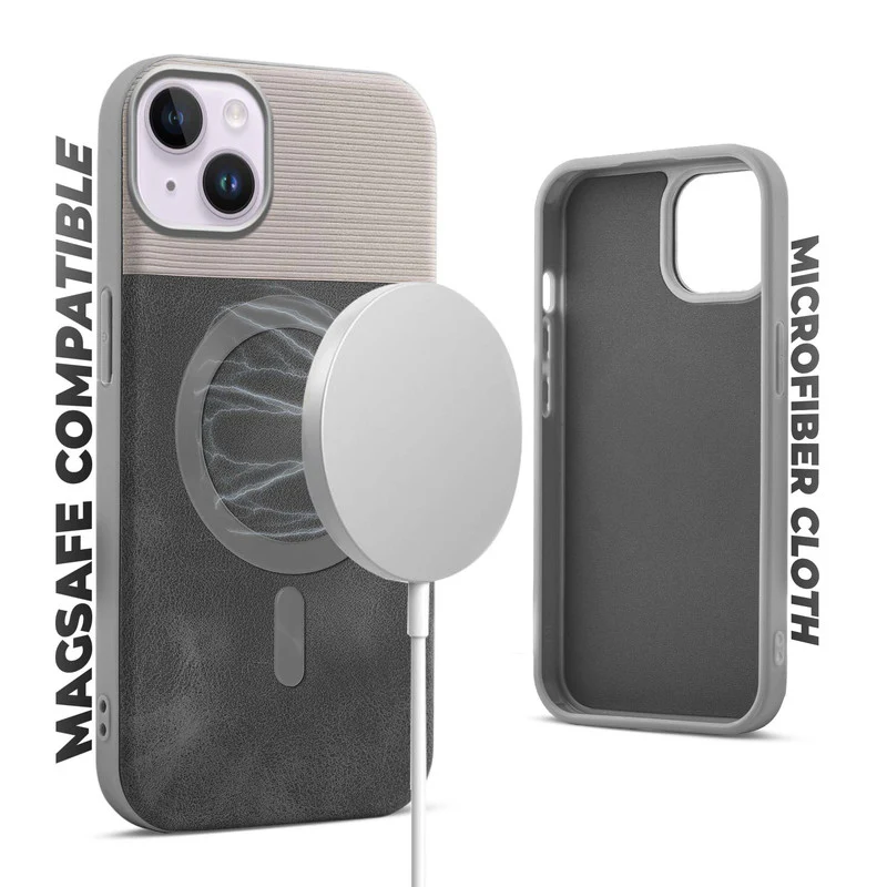 Smooth PU Leather Wireless Charging Support Back Cover for Apple iPhone 15 Plus - Image 15