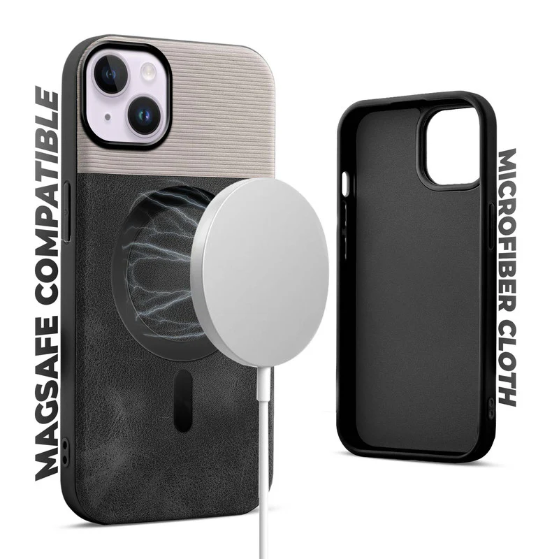 Smooth PU Leather Wireless Charging Support Back Cover for Apple iPhone 15 Plus - Image 3