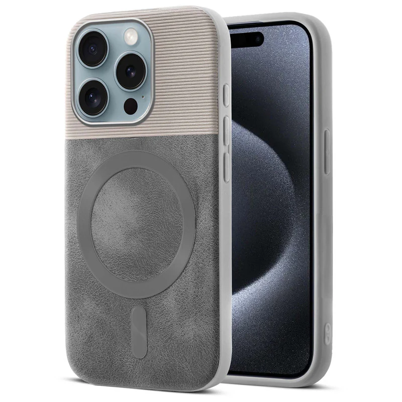 Smooth PU Leather Wireless Charging Support Back Cover for Apple iPhone 15 Pro - Image 13