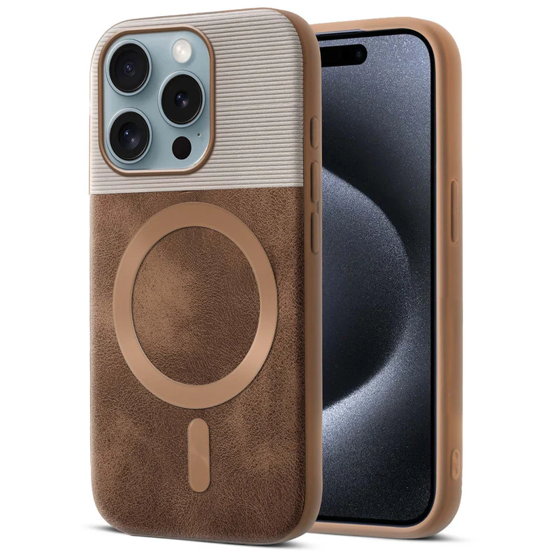Smooth PU Leather Wireless Charging Support Back Cover for Apple iPhone 15 Pro - Image 7