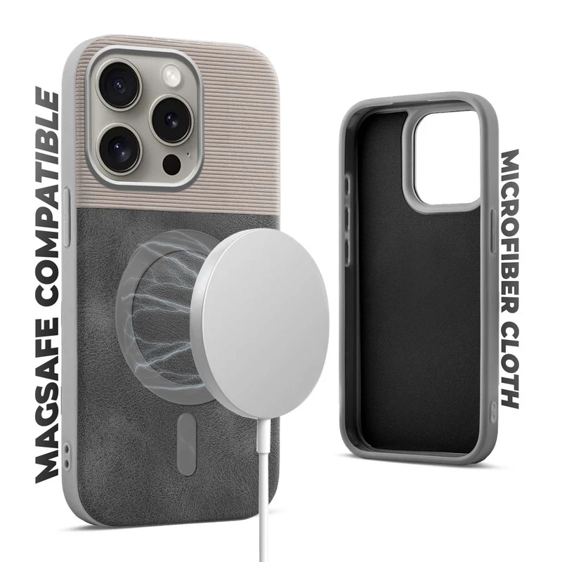 Smooth PU Leather Wireless Charging Support Back Cover for Apple iPhone 15 Pro Max - Image 21