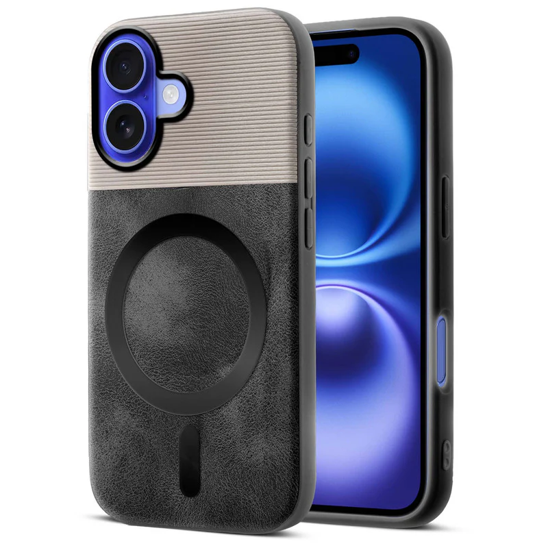 Smooth PU Leather Wireless Charging Support Back Cover for Apple iPhone 16