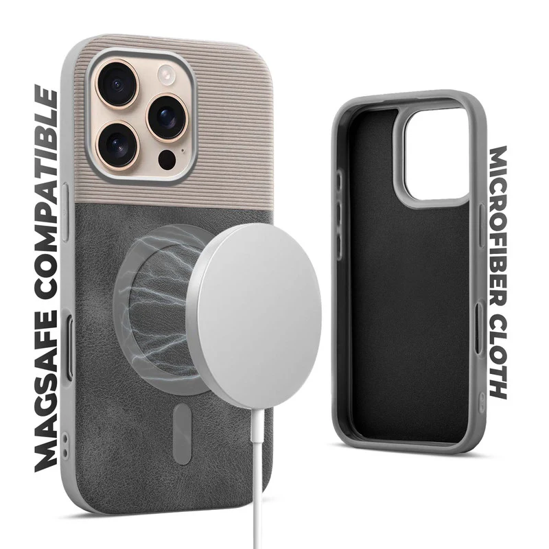 Smooth PU Leather Wireless Charging Support Back Cover for Apple iPhone 16 Pro - Image 15