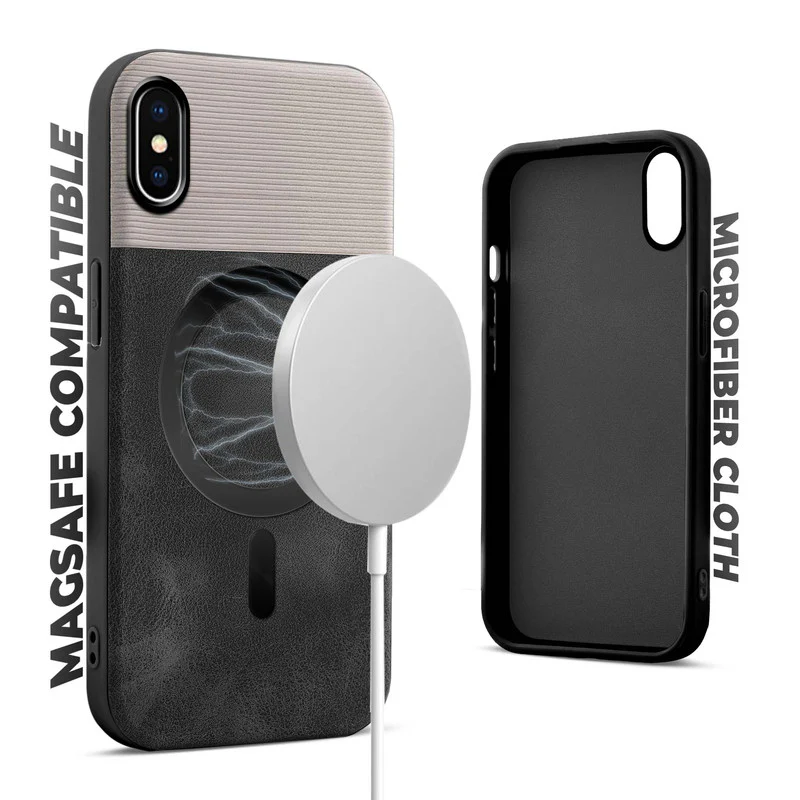 Smooth PU Leather Wireless Charging Support Back Cover for Apple iPhone X - Image 3