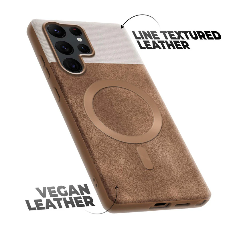 Smooth PU Leather Wireless Charging Support Back Cover for Samsung S22 Ultra 5G - Image 12