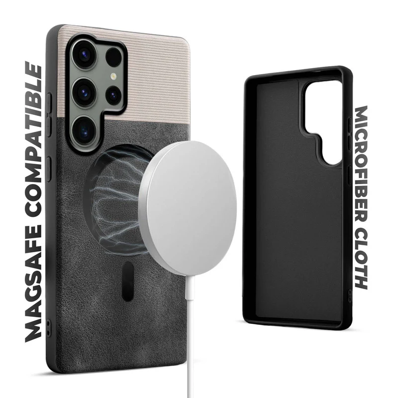 Smooth PU Leather Wireless Charging Support Back Cover for Samsung S23 Ultra 5G - Image 3