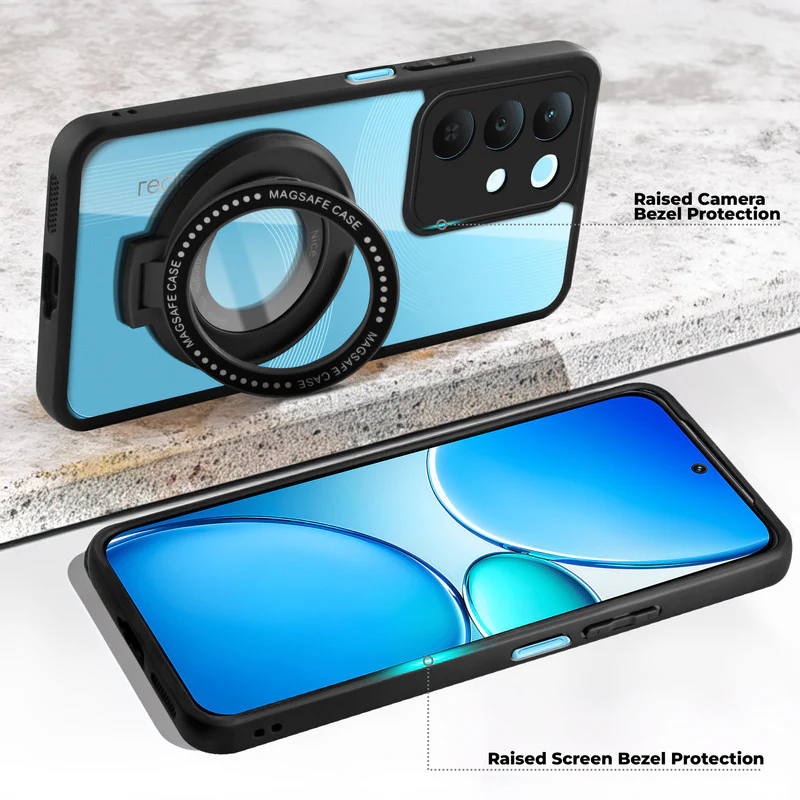 Soft Frame Clear Case Ring Holder Kickstand For Realme C85 5G - Image 2