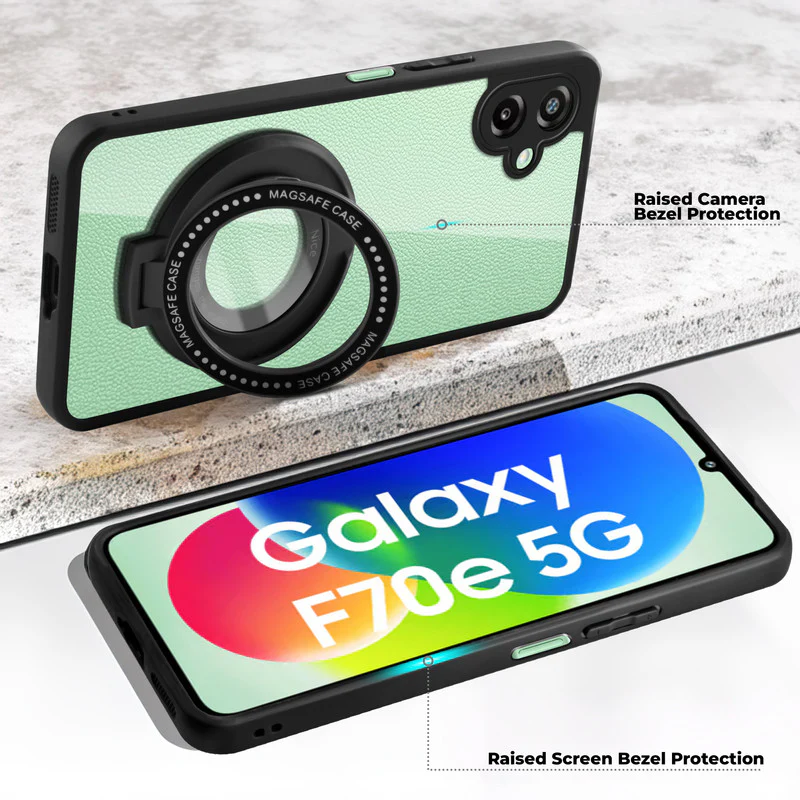 Soft Frame Clear Case Ring Holder Kickstand For Samsung F70e 5G - Image 3