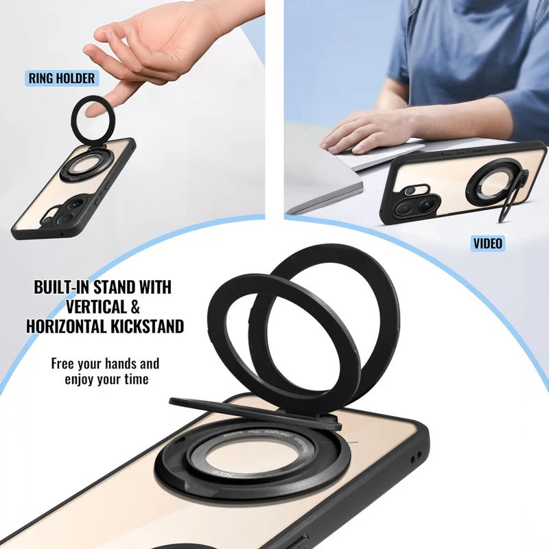 Soft Frame Clear Case Ring Holder Kickstand For Vivo V60 5G - Image 4