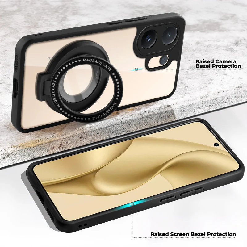 Soft Frame Clear Case Ring Holder Kickstand For Vivo V60e 5G - Image 2