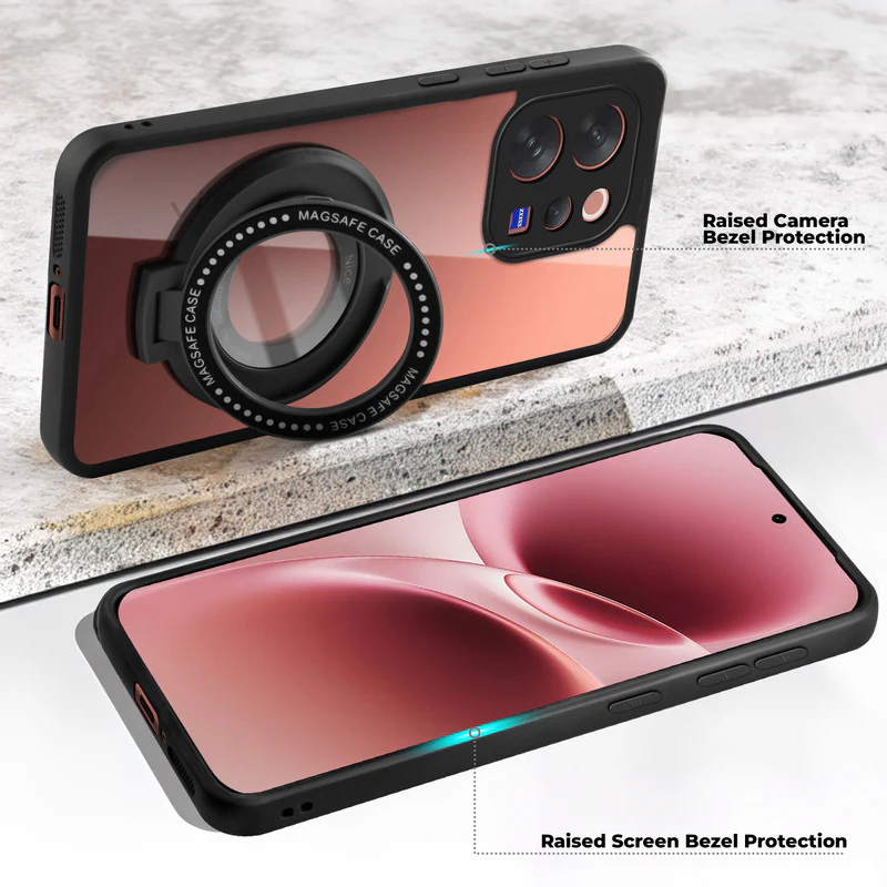 Soft Frame Clear Case Ring Holder Kickstand For Vivo V70 5G - Image 3