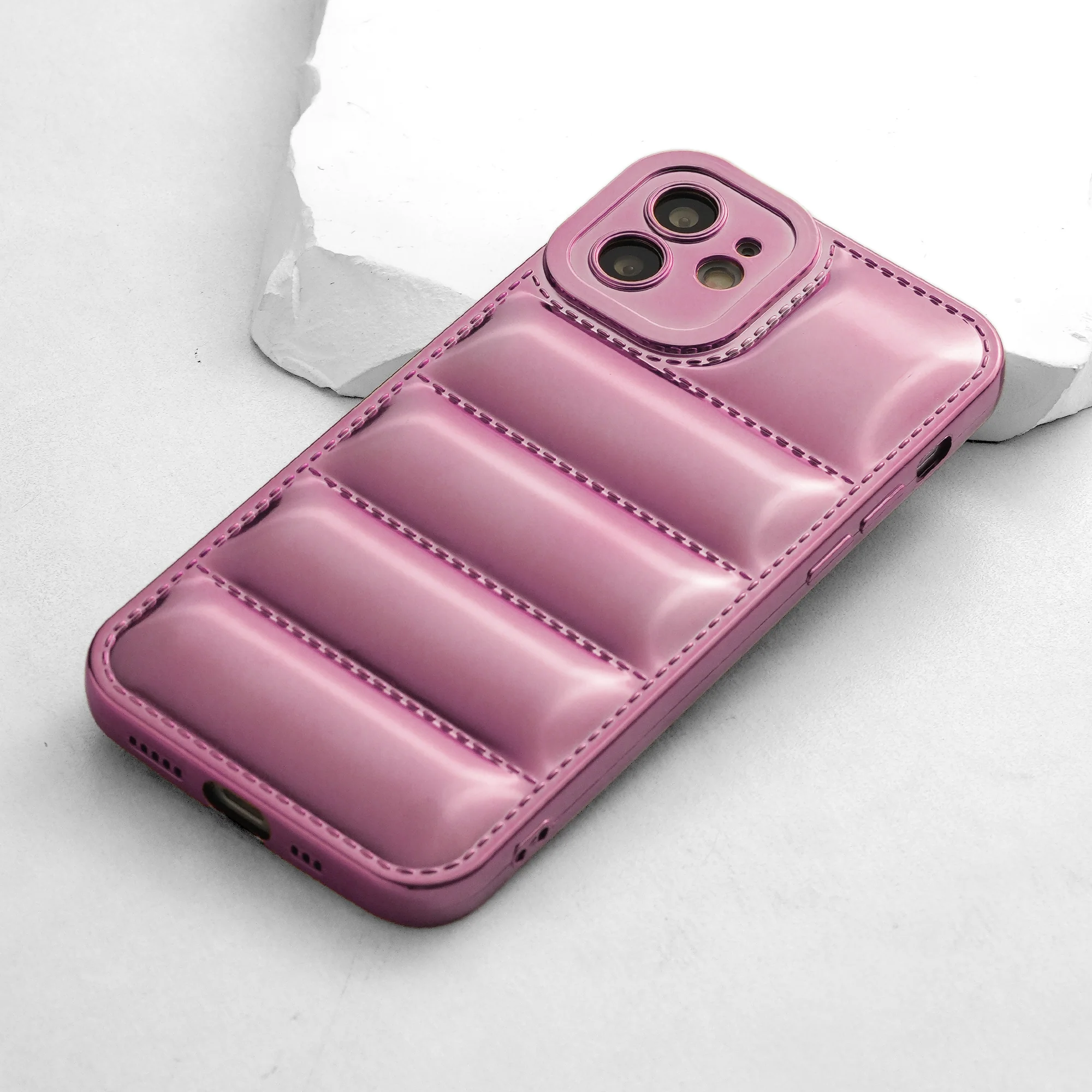 Soft Silicone 3D Shiny Puffer Pattern Case for Apple iPhone 12 - Image 21