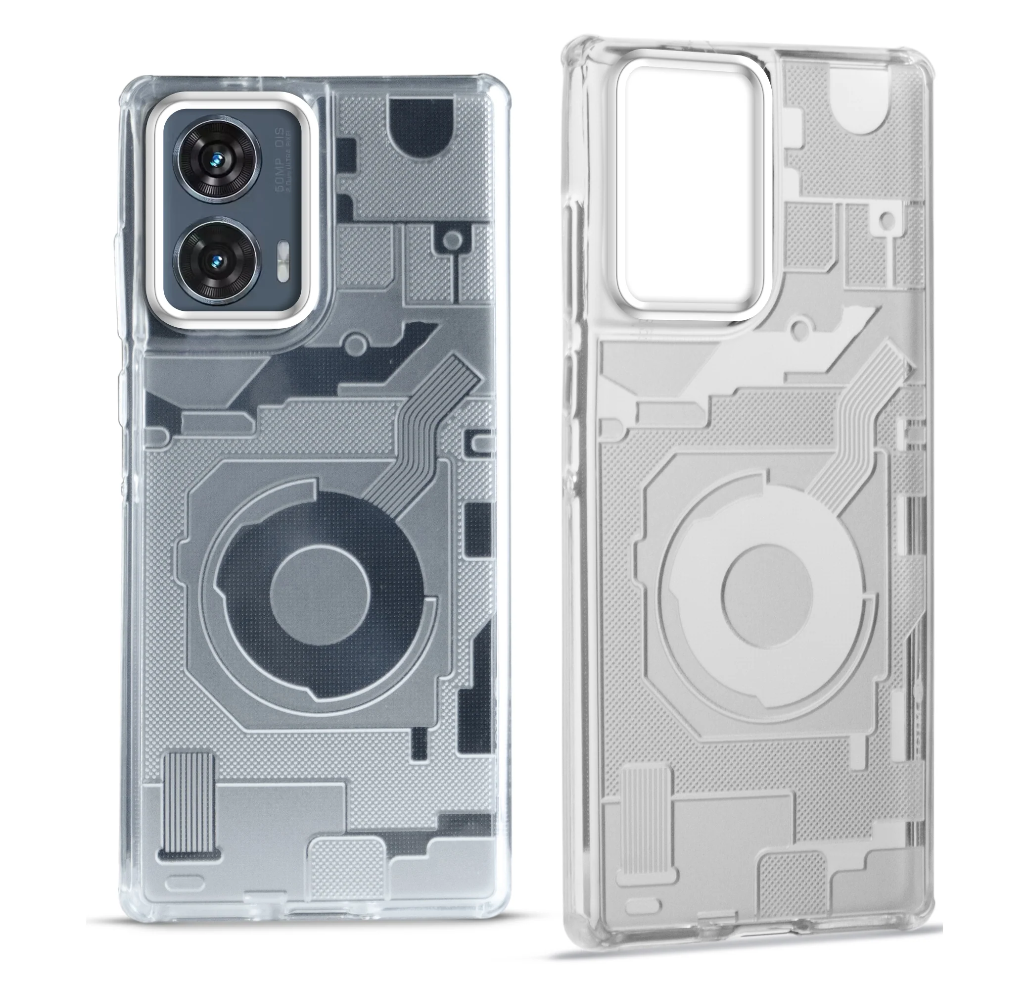 Soft Transparent Frosted Matte Silicone TPU With Silver Ring Camera Protection Back Cover for Motorola Moto G96 5G