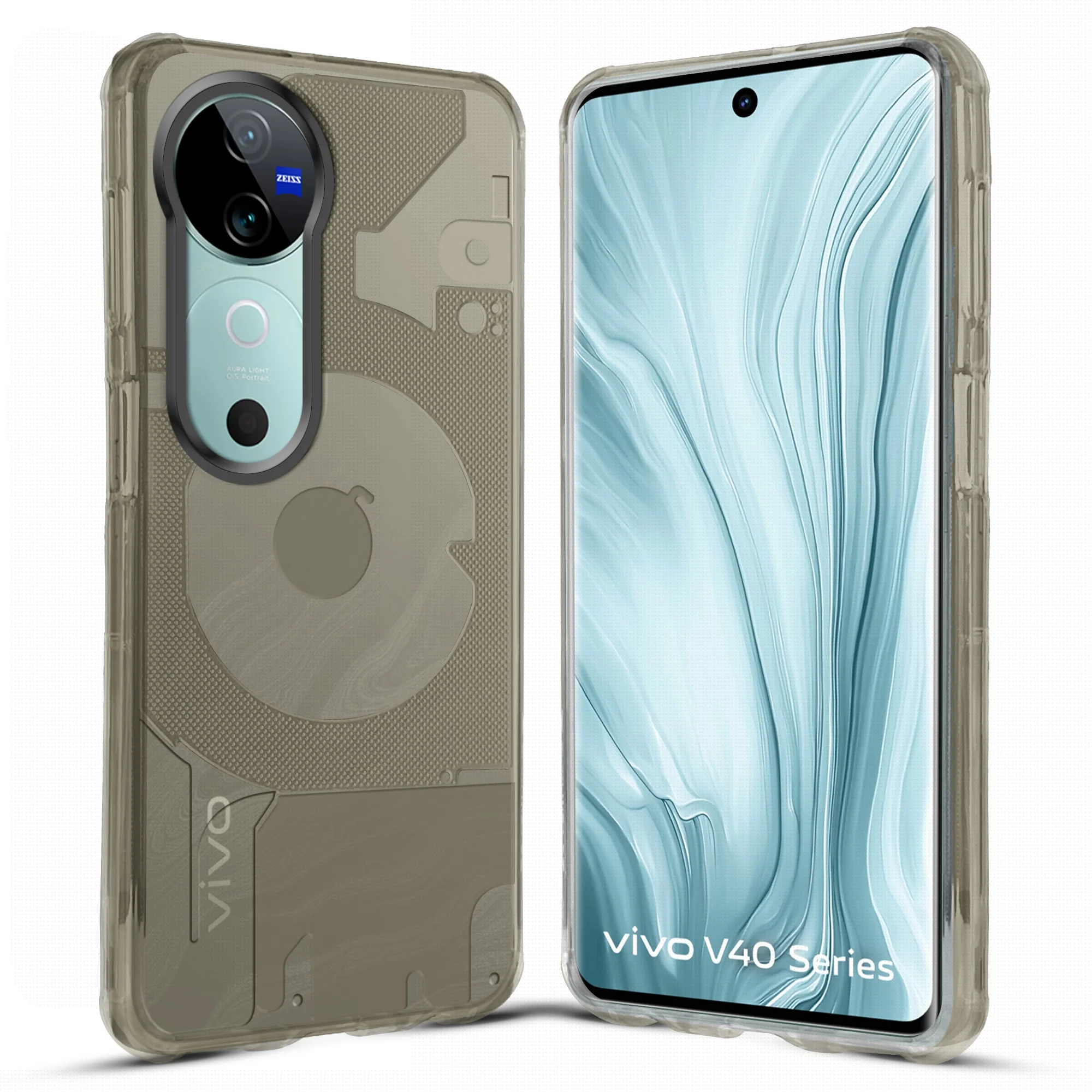 Soft Transparent Slim Fit Frosted Matte Silicone TPU With Grey Matte Ring Camera Protection Back Cover for Vivo V40 5G - Image 4
