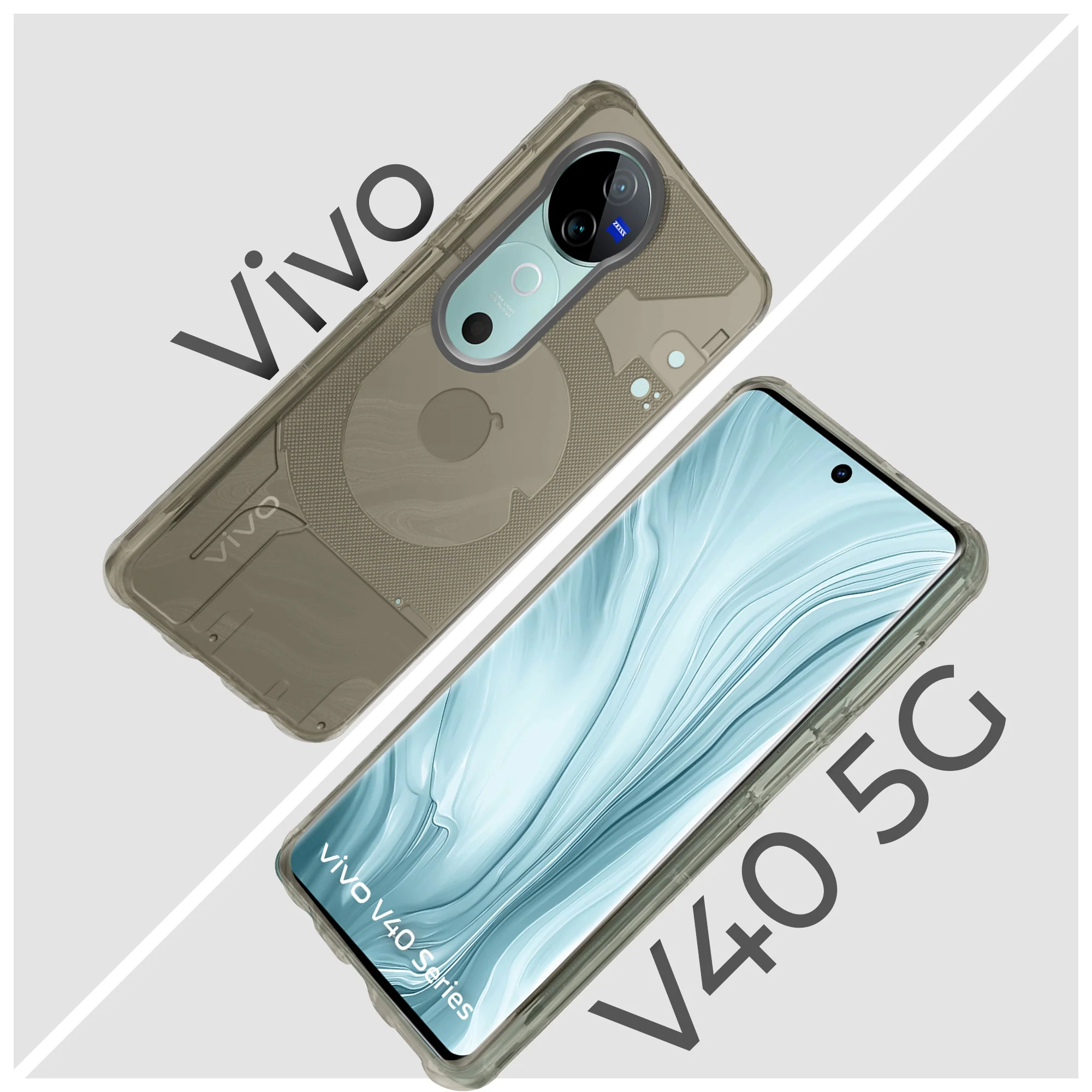 Soft Transparent Slim Fit Frosted Matte Silicone TPU With Grey Matte Ring Camera Protection Back Cover for Vivo V40 5G - Image 7