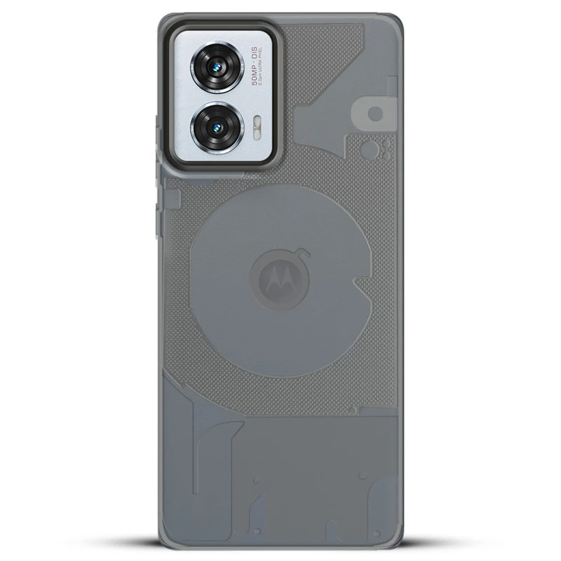 Soft Transparent Slim Fit Frosted Silicone TPU With Grey Matte Ring Camera Protection Back Cover for Motorola Moto G96 5G - Image 3